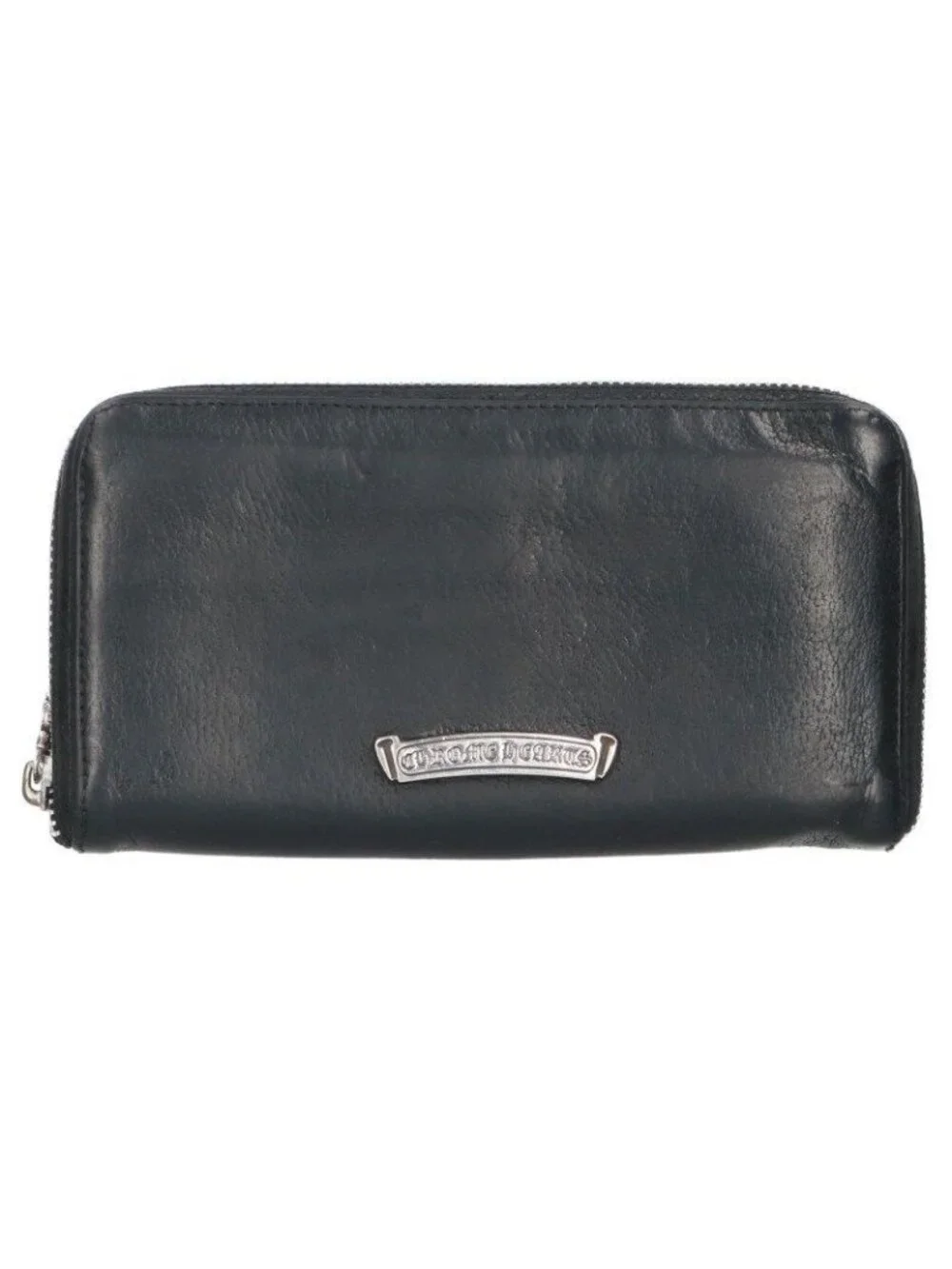 Chrome Hearts Rec Zip Zero Pyramid Stud Corner Round Zip Leather Wallet